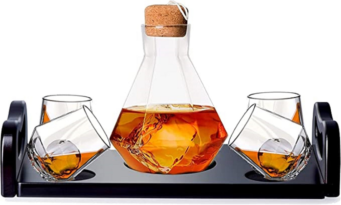 6-Piece Italian Crafted Glass Decanter and Whisky Glasses Set