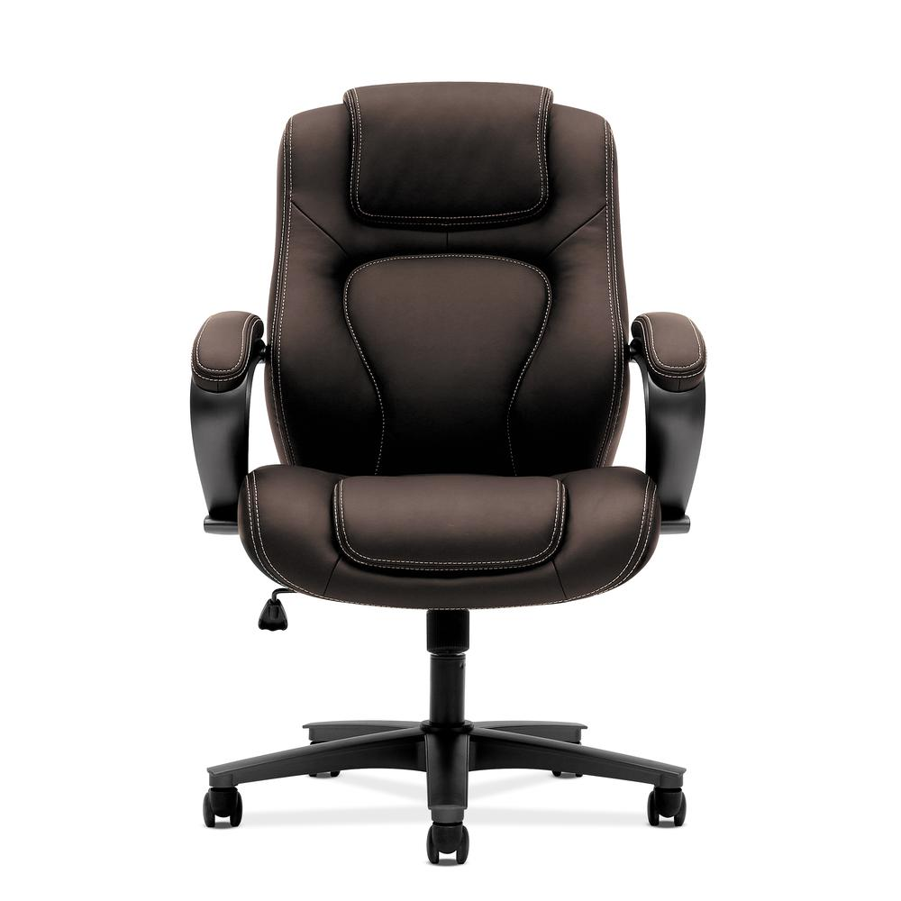 HON Managerial Office Chair- High-Back Computer Desk Chair with Loop Arms , Brown (VL402)