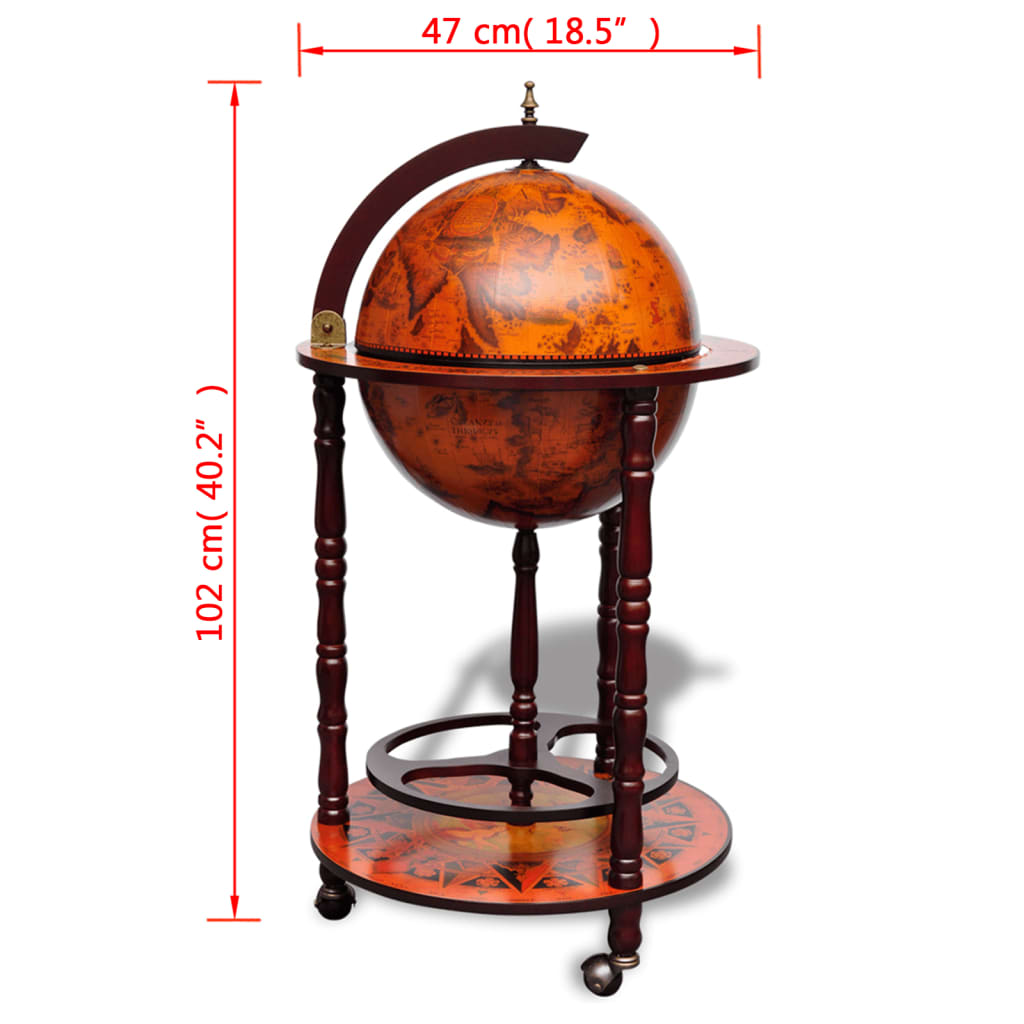 vidaXL Globe Bar Wine Stand Eucalyptus Wood