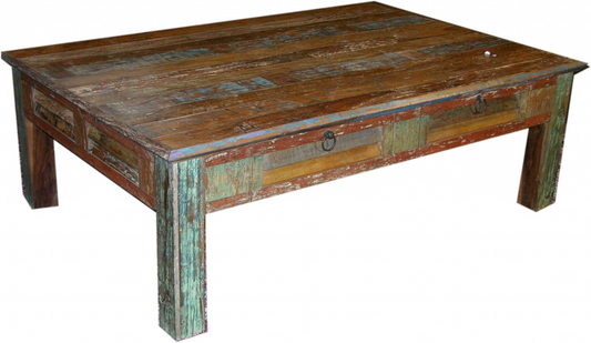 Square Distressed Wooden Coffee Table