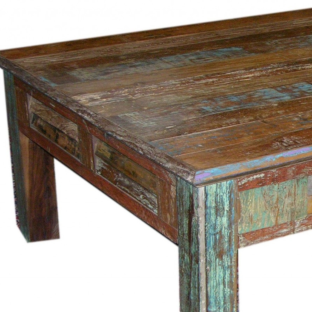 Square Distressed Wooden Coffee Table