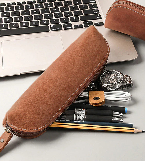 The Paavo Leather Pen Case | Leather Makeup Pouch