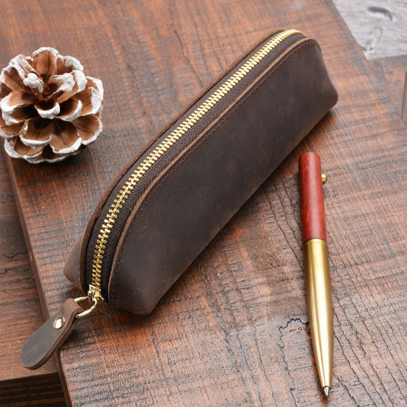 The Paavo Leather Pen Case | Leather Makeup Pouch