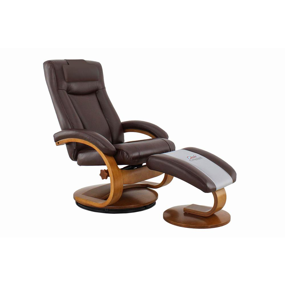 Relax-R™ Hamilton Recliner and Ottoman in Whisky Air Leather