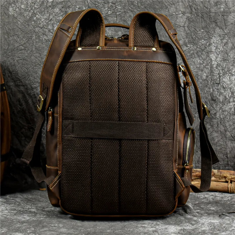 Newsbirds men's leather backpack retro luxury fashion style bagpack travel bag backpack shoold bag for man leather daypack men