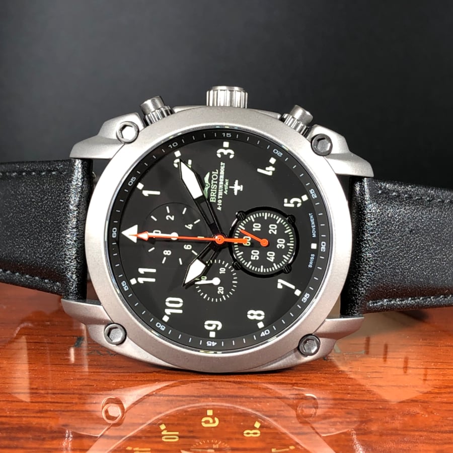 A-10 Thunderbolt Tribute - Gunmetal Finish, Leather Band