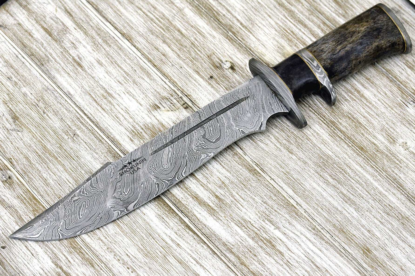 Ghost Survival Knife - Damascus Hunting Knife - Bowie Knife - Personalized