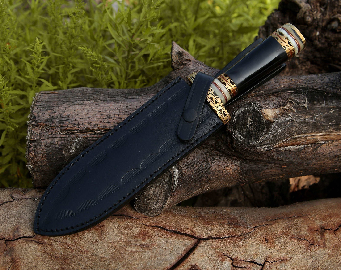 Fear Hand Forged Damascus Knife, Full Tang, Fixed Blade Double-Edged Dagger knife