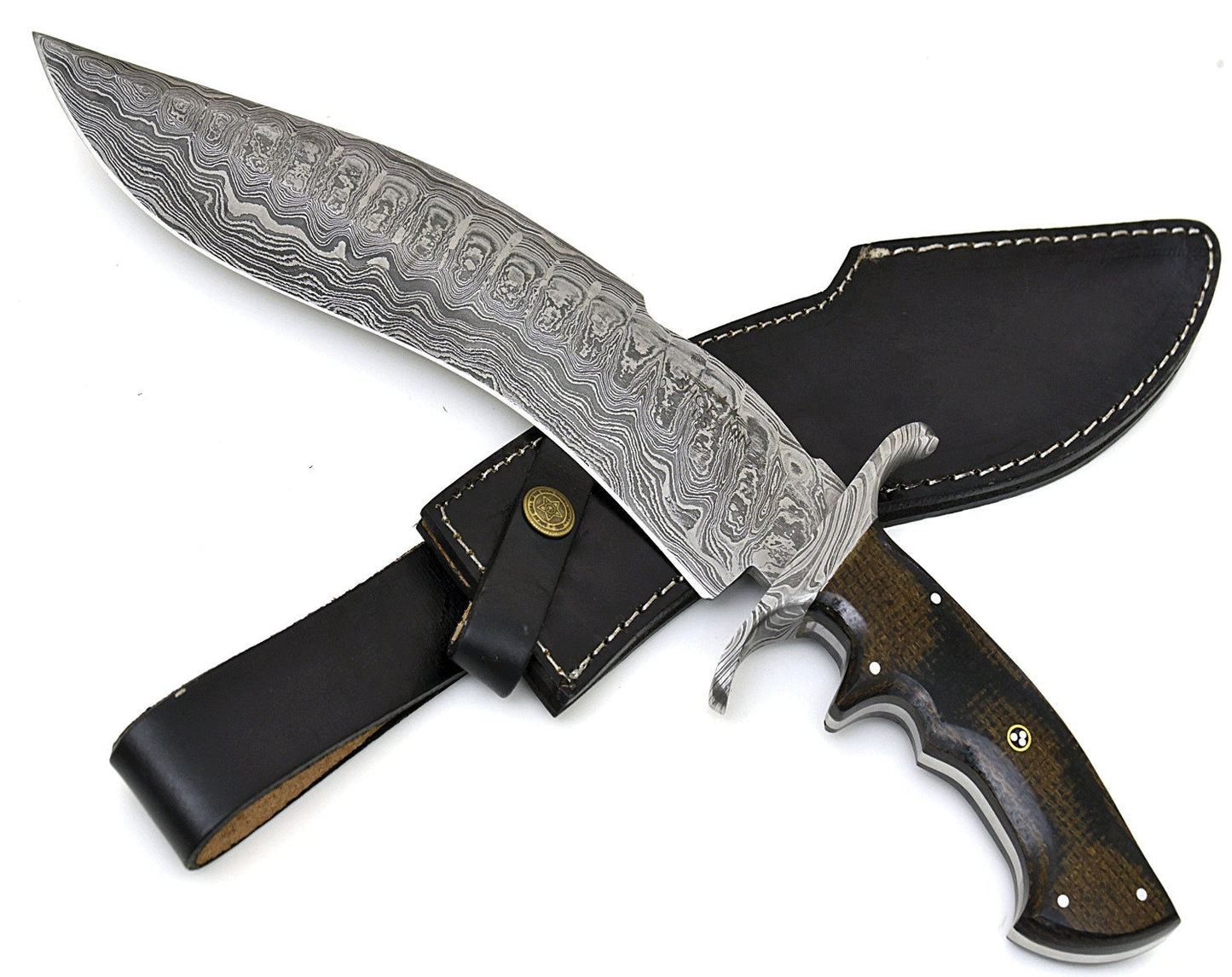 Recurve Bowei Knife Damascus Steel Fixed Blade Full Tang Fixed Blade Knife