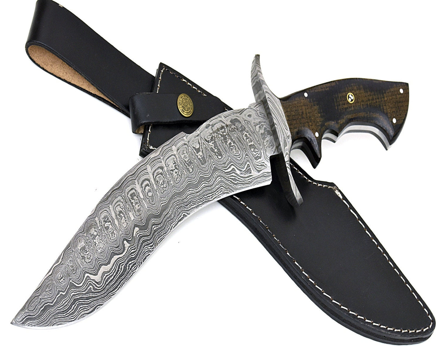 Recurve Bowei Knife Damascus Steel Fixed Blade Full Tang Fixed Blade Knife