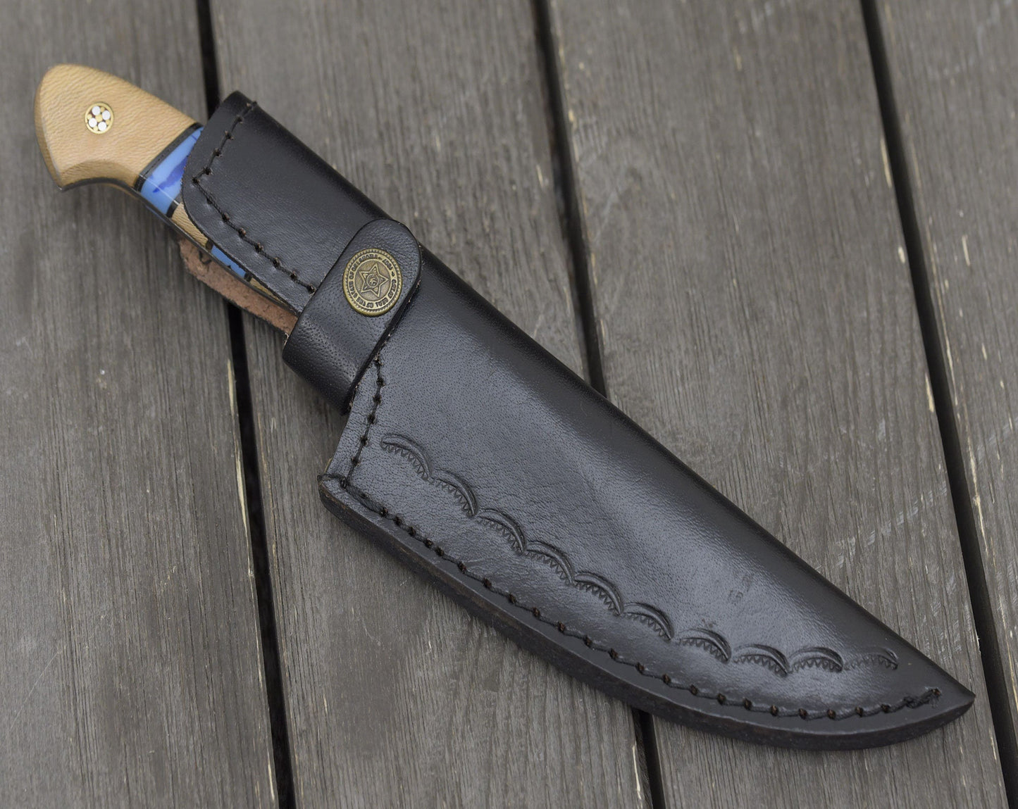 French-Style Chef Knife with Hand-Forged Damascus Steel and Exotic Leopard Wood Handle - Includes Personalization Options